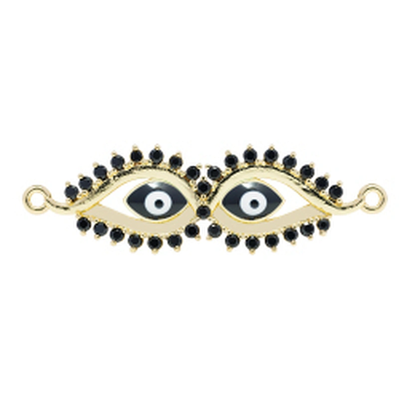 Fashion Eyes  Bracelet Connectors For Jewelry Making 14k Gold Accessories Bracelets Charms CZ Eyes Bracelet Connectors