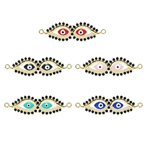 Fashion Eyes  Bracelet Connectors For Jewelry Making 14k Gold Accessories Bracelets Charms CZ Eyes Bracelet Connectors