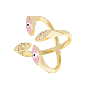 Trendy Style Eyes shaped 18k Gold Plated Rings zirconia pave Rings Woman Men Gifts Jewelry CZ Eyes Rings