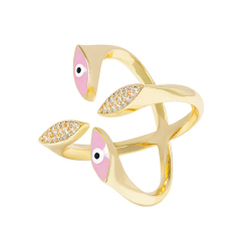 Trendy Style Eyes shaped 18k Gold Plated Rings zirconia pave Rings Woman Men Gifts Jewelry CZ Eyes Rings