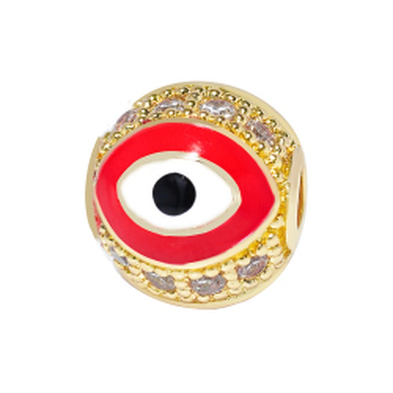 Fashion Design 10mm Eye Shape Beads Jewelry Making Gold Plated  Bracelet  DIY A Row Of Zircons Round Beads Epoxy Spacer