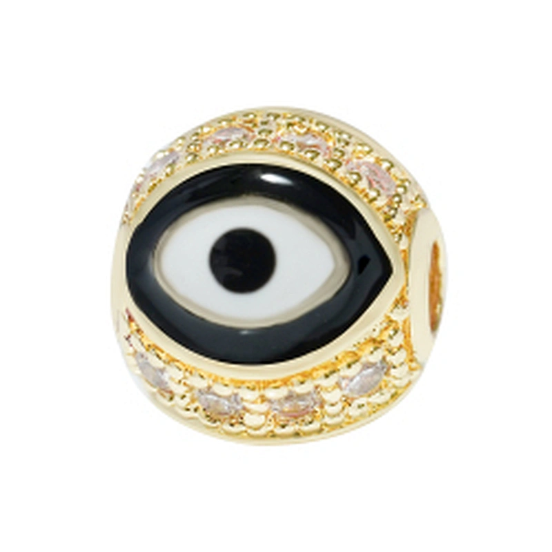 Fashion Design 10mm Eye Shape Beads Jewelry Making Gold Plated  Bracelet  DIY A Row Of Zircons Round Beads Epoxy Spacer