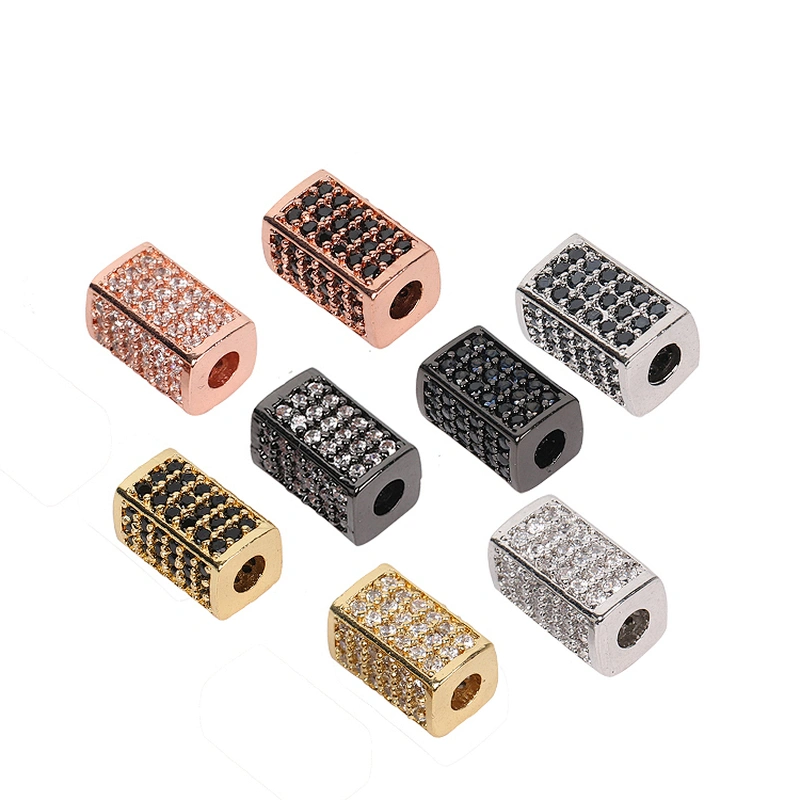 Cubic Zirconia Tube Bead Bracelet Pendant Bead Pave Spacers Accessori Jewelry Findings  Materials Jewelry Accessories diy Jewelr