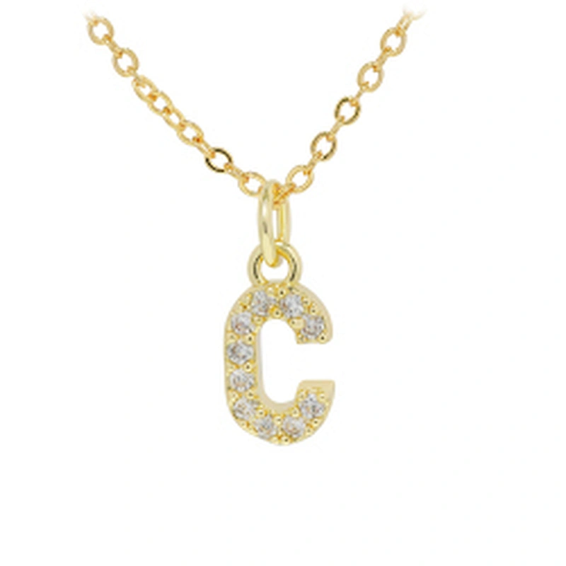 customized letter necklace with letter pendant gold plated letter pendant cz necklace jewellery women chain custom necklace