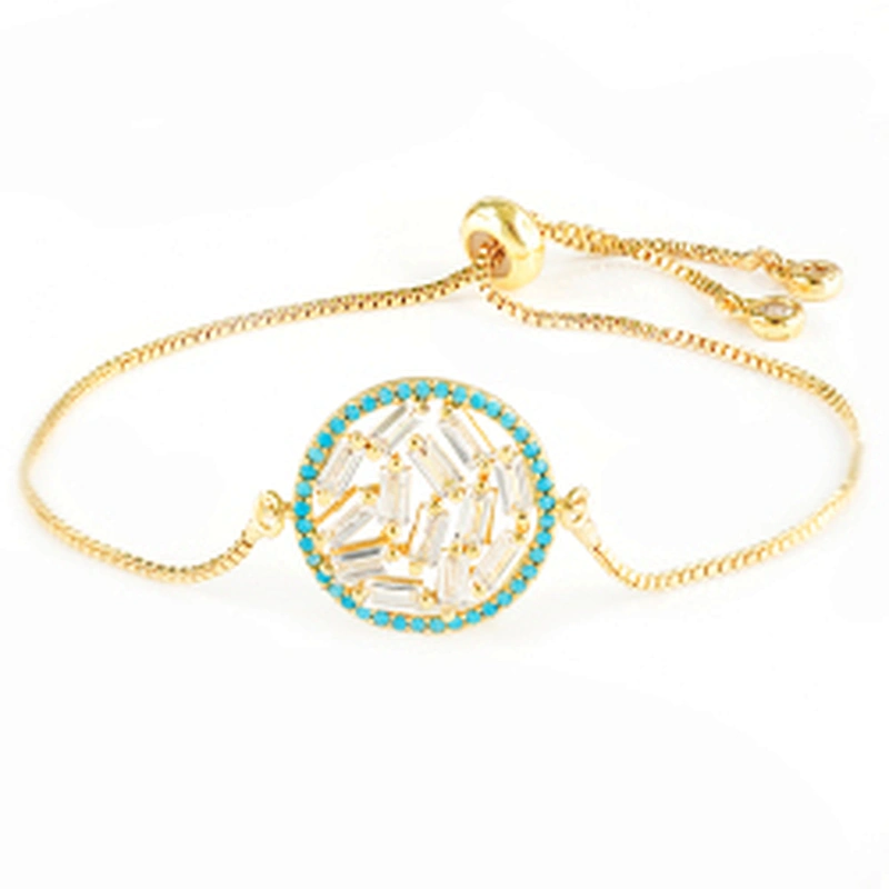 micro paved cz charm bracelet women adjustable chain brass bracelet accessories women wholesale ladies gold-plated bracelets diy