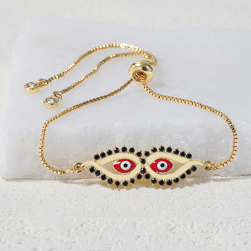 Fashion Eyes  Bracelet Connectors For Jewelry Making 14k Gold Accessories Bracelets Charms CZ Eyes Bracelet Connectors