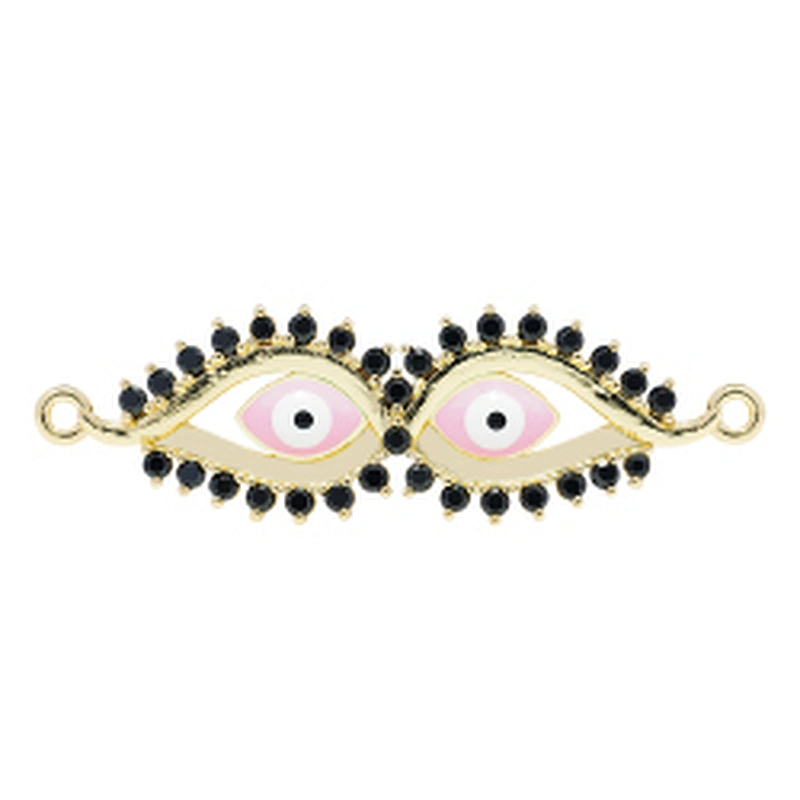 Fashion Eyes  Bracelet Connectors For Jewelry Making 14k Gold Accessories Bracelets Charms CZ Eyes Bracelet Connectors