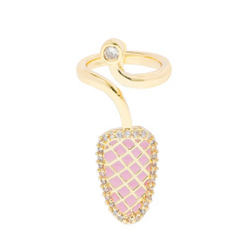 Trendy Style Nail shaped 18k Gold Plated Rings zirconia pave Rings Woman Men Gifts Jewelry CZ Nail Shape Rings