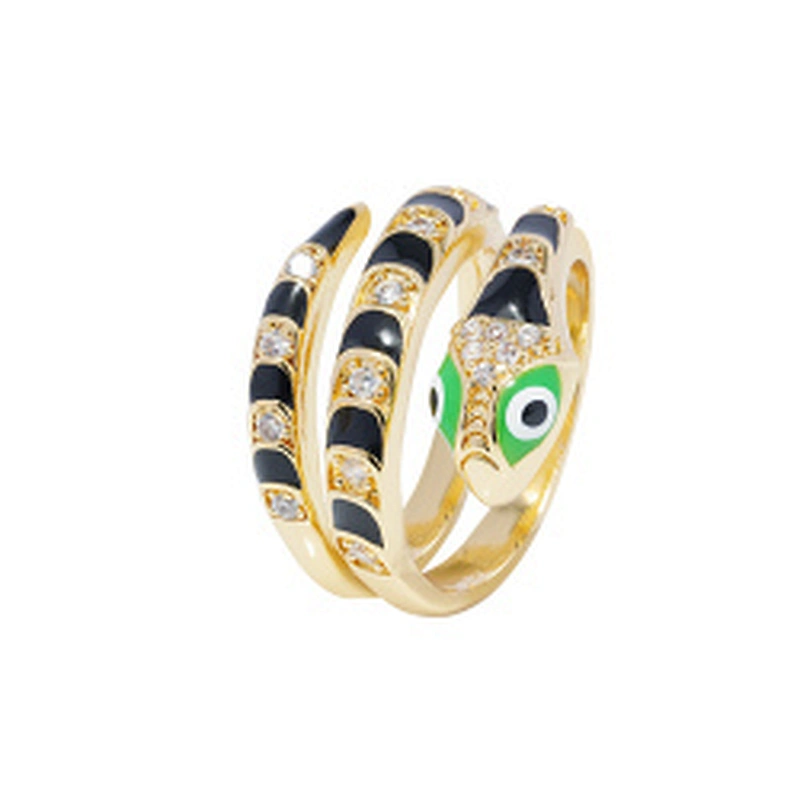 Factory Direct Snake Shape 18k Gold Plated Rings Zirconia Pave Rings Woman Men Gifts Jewelry CZ Snakes Rings