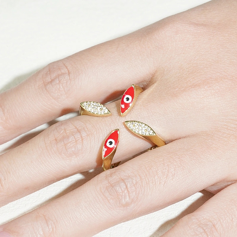 Trendy Style Eyes shaped 18k Gold Plated Rings zirconia pave Rings Woman Men Gifts Jewelry CZ Eyes Rings