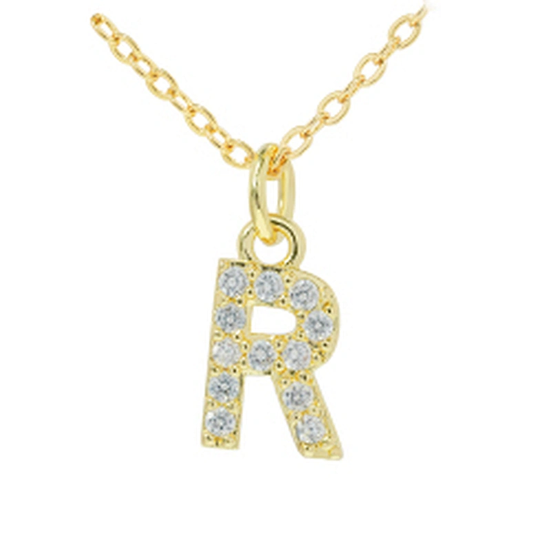 customized letter necklace with letter pendant gold plated letter pendant cz necklace jewellery women chain custom necklace