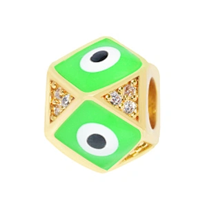 Fashion 8mm Eye shape Beads Jewelry Making Gold Plated Jewelry Bracelet CZ DIY Round Epoxy Spacer Jewelry Accessories