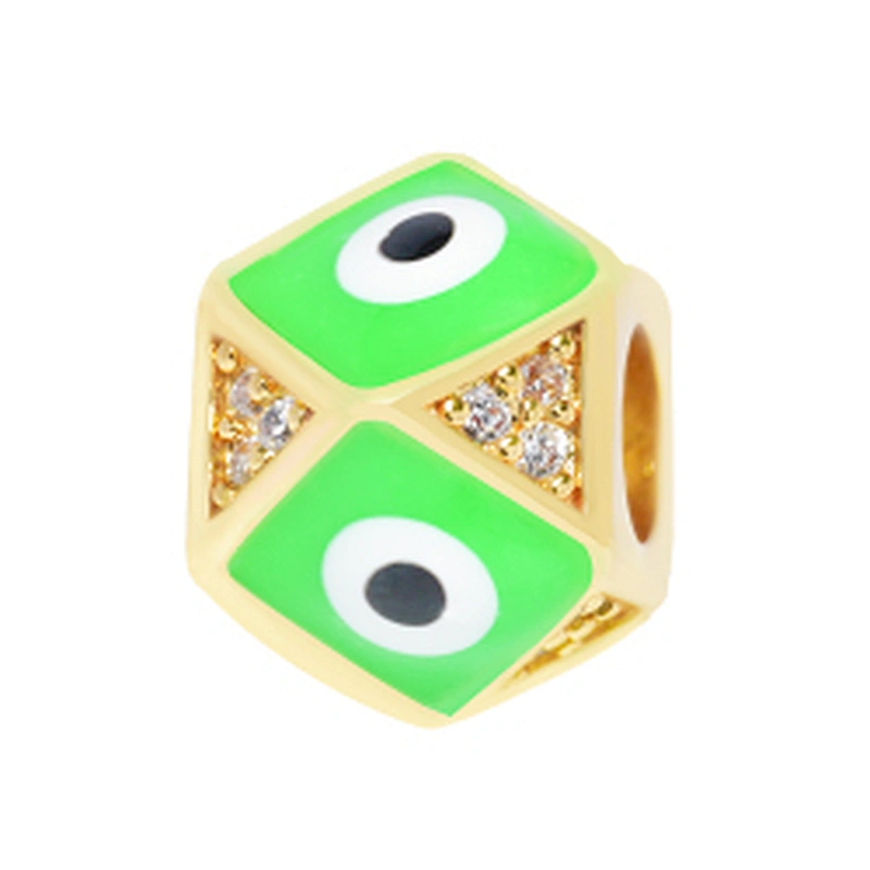 Fashion 8mm Eye shape Beads Jewelry Making Gold Plated Jewelry Bracelet CZ DIY Round Epoxy Spacer Jewelry Accessories