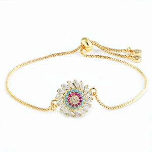 micro paved cz charm bracelet women adjustable chain brass bracelet accessories women wholesale ladies gold-plated bracelets diy