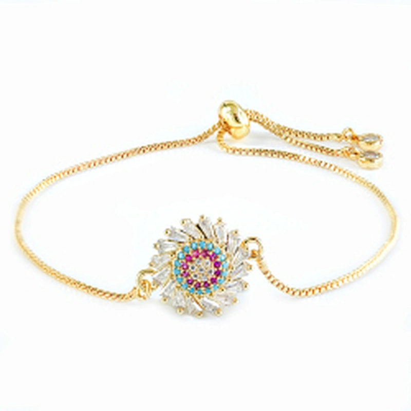 micro paved cz charm bracelet women adjustable chain brass bracelet accessories women wholesale ladies gold-plated bracelets diy
