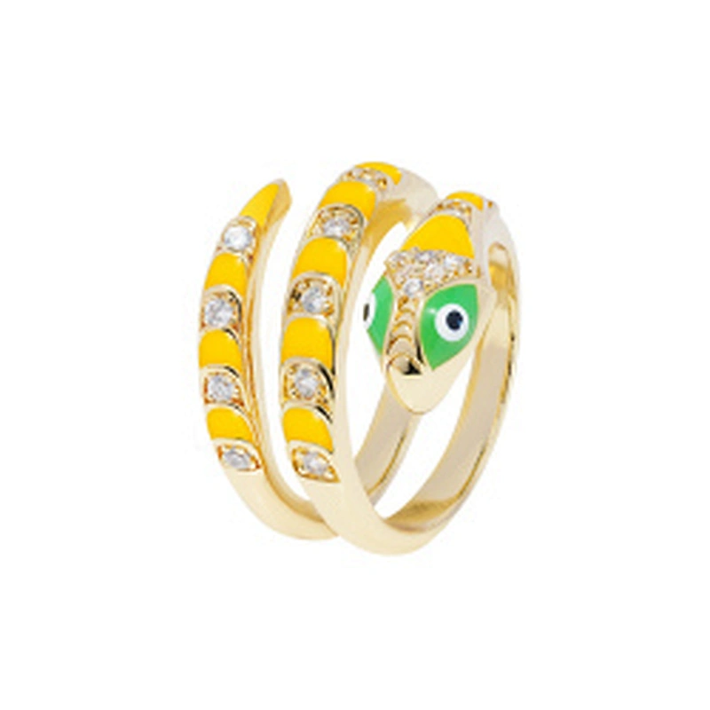 Factory Direct Snake Shape 18k Gold Plated Rings Zirconia Pave Rings Woman Men Gifts Jewelry CZ Snakes Rings
