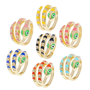 Factory Direct Snake Shape 18k Gold Plated Rings Zirconia Pave Rings Woman Men Gifts Jewelry CZ Snakes Rings