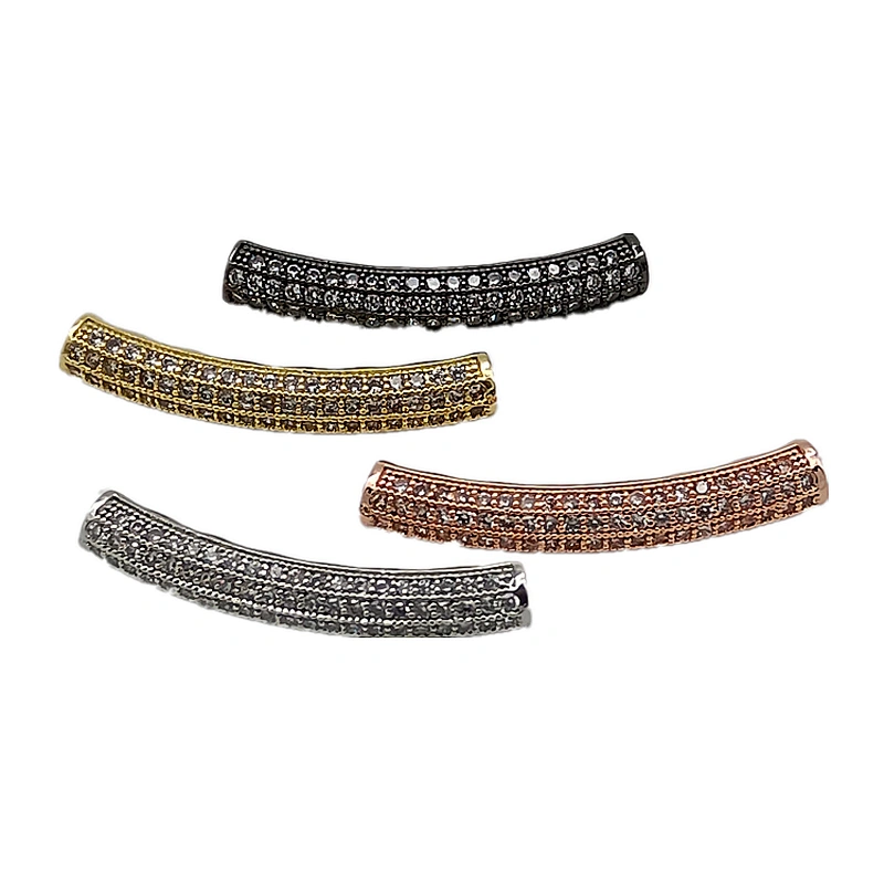 CZ Tube Beads  Long Tube  Brass Beads  DIY Jewelry Charms Earrinh Parts Pave Charms Boncuk Bead Accessories for Jewellery Making