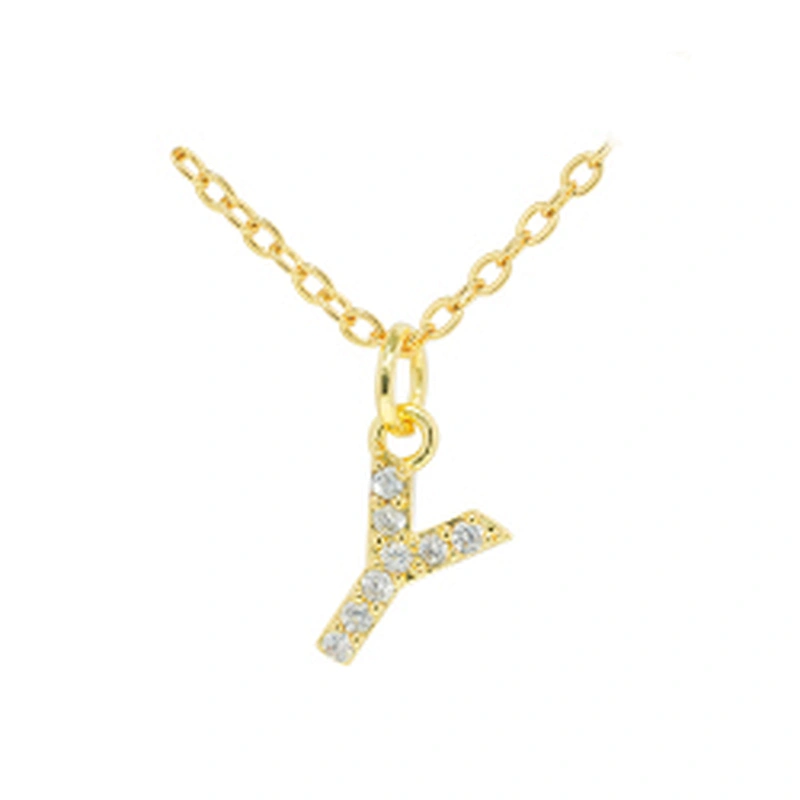 customized letter necklace with letter pendant gold plated letter pendant cz necklace jewellery women chain custom necklace
