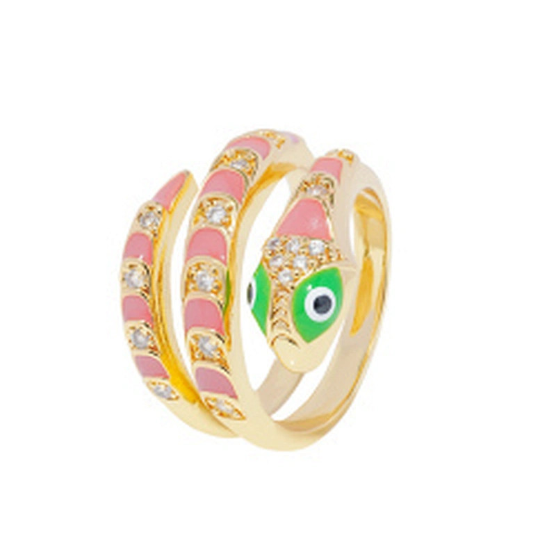 Factory Direct Snake Shape 18k Gold Plated Rings Zirconia Pave Rings Woman Men Gifts Jewelry CZ Snakes Rings
