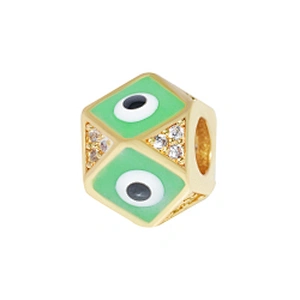 Fashion 8mm Eye shape Beads Jewelry Making Gold Plated Jewelry Bracelet CZ DIY Round Epoxy Spacer Jewelry Accessories