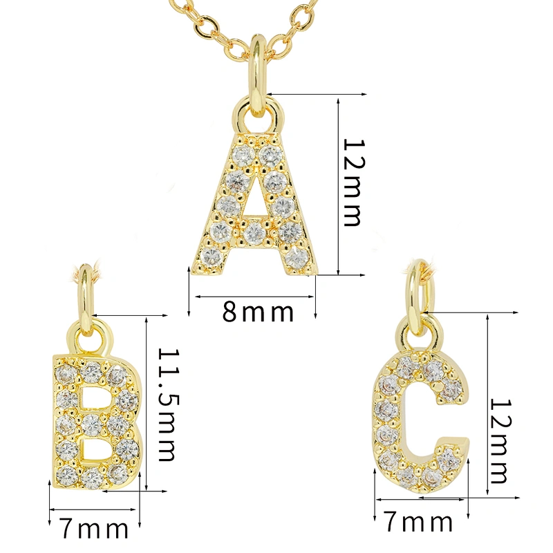 customized letter necklace with letter pendant gold plated letter pendant cz necklace jewellery women chain custom necklace