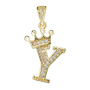 brass zircon charms for necklace making necklace charms for jewelry making jewelry pendants charms crown pave findings supplier