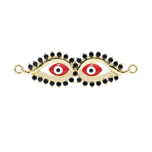 Fashion Eyes  Bracelet Connectors For Jewelry Making 14k Gold Accessories Bracelets Charms CZ Eyes Bracelet Connectors