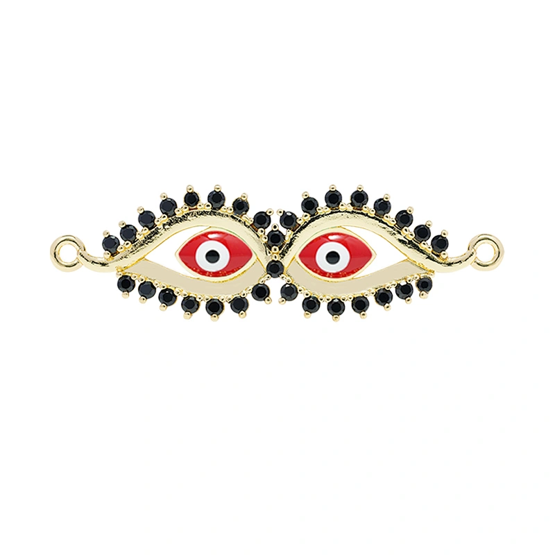 Fashion Eyes  Bracelet Connectors For Jewelry Making 14k Gold Accessories Bracelets Charms CZ Eyes Bracelet Connectors