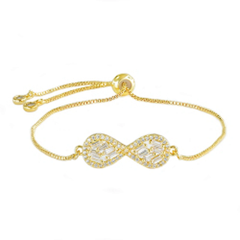 micro paved cz charm bracelet women adjustable chain brass bracelet accessories women wholesale ladies gold-plated bracelets diy