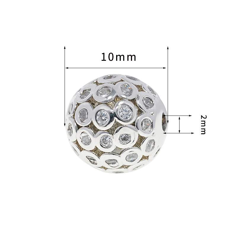 10mm Beads Factory Direct Jewelry Making round shape Bracelet Necklace Beads DIY Wholesale CZ Round Spacer Charms  beads