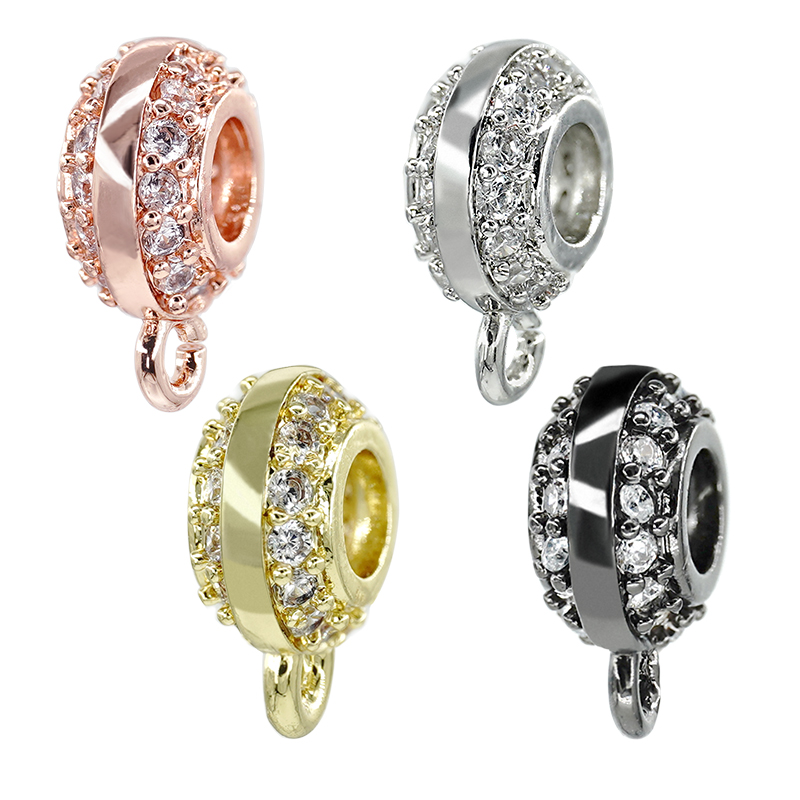Copper Spacers Wheel Shape Charms for Jewelry Making Gold Plated Jewelry Cubic Zirconia Charms Micro Pave Beads Wholesalers