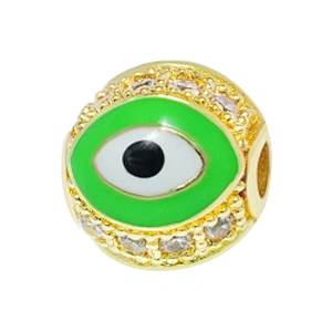 Fashion Design 10mm Eye Shape Beads Jewelry Making Gold Plated  Bracelet  DIY A Row Of Zircons Round Beads Epoxy Spacer