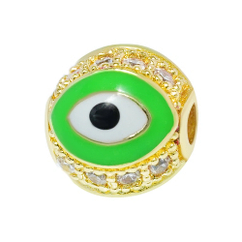 Fashion Design 10mm Eye Shape Beads Jewelry Making Gold Plated  Bracelet  DIY A Row Of Zircons Round Beads Epoxy Spacer