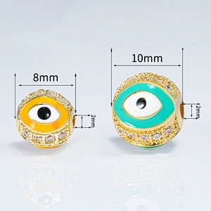 Fashion Design 10mm Eye Shape Beads Jewelry Making Gold Plated  Bracelet  DIY A Row Of Zircons Round Beads Epoxy Spacer
