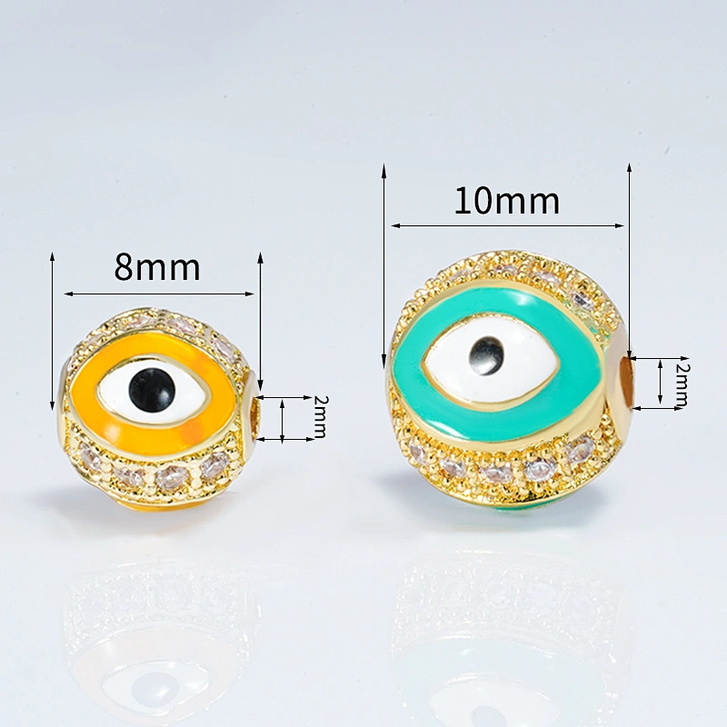 Fashion Design 10mm Eye Shape Beads Jewelry Making Gold Plated  Bracelet  DIY A Row Of Zircons Round Beads Epoxy Spacer