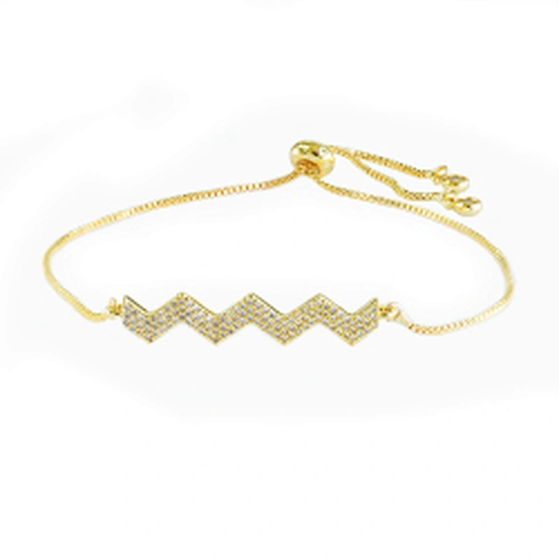 micro paved cz charm bracelet women adjustable chain brass bracelet accessories women wholesale ladies gold-plated bracelets diy