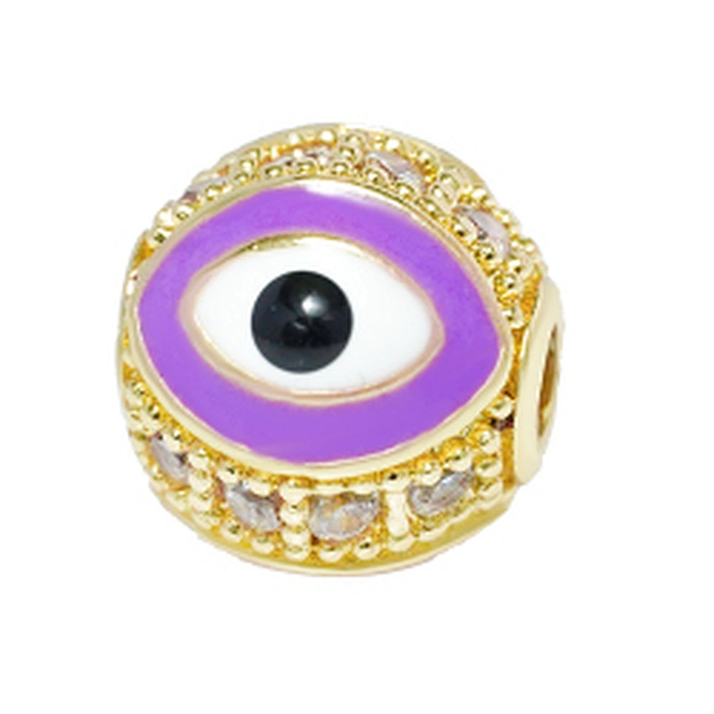 Fashion Design 10mm Eye Shape Beads Jewelry Making Gold Plated  Bracelet  DIY A Row Of Zircons Round Beads Epoxy Spacer