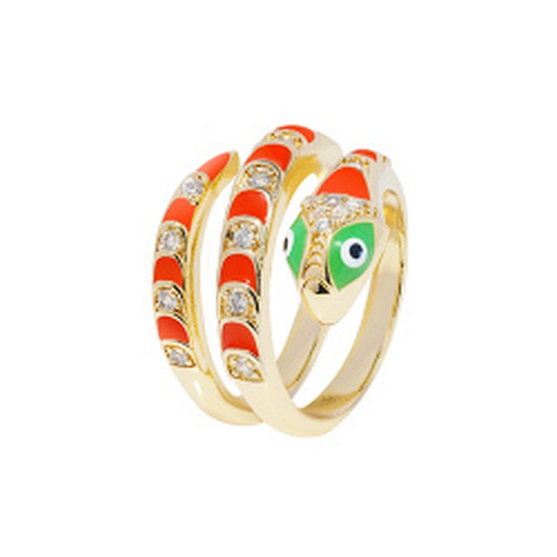 Factory Direct Snake Shape 18k Gold Plated Rings Zirconia Pave Rings Woman Men Gifts Jewelry CZ Snakes Rings