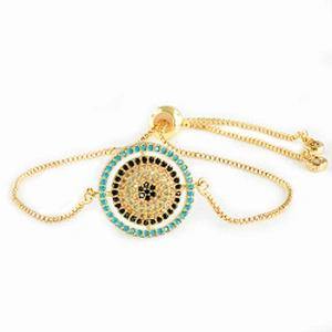 micro paved cz charm bracelet women adjustable chain brass bracelet accessories women wholesale ladies gold-plated bracelets diy