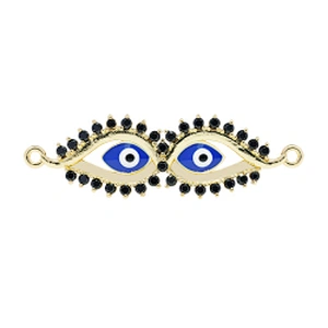 Fashion Eyes  Bracelet Connectors For Jewelry Making 14k Gold Accessories Bracelets Charms CZ Eyes Bracelet Connectors