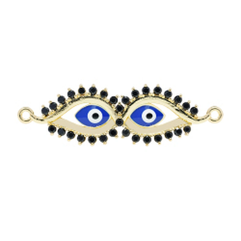 Fashion Eyes  Bracelet Connectors For Jewelry Making 14k Gold Accessories Bracelets Charms CZ Eyes Bracelet Connectors