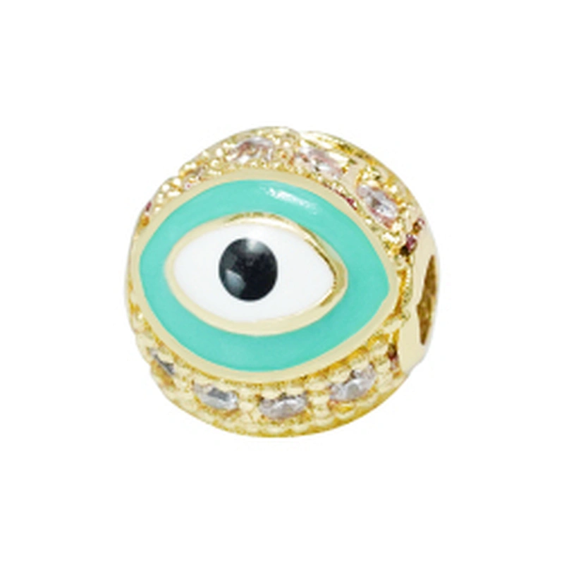 Fashion Design 10mm Eye Shape Beads Jewelry Making Gold Plated  Bracelet  DIY A Row Of Zircons Round Beads Epoxy Spacer