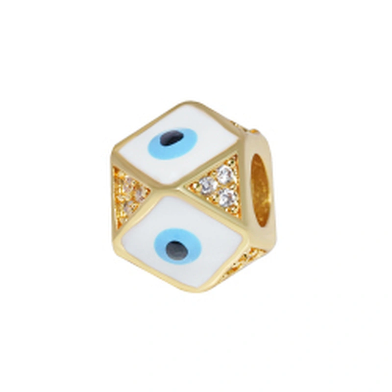 Fashion 8mm Eye shape Beads Jewelry Making Gold Plated Jewelry Bracelet CZ DIY Round Epoxy Spacer Jewelry Accessories