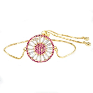 micro paved cz charm bracelet women adjustable chain brass bracelet accessories women wholesale ladies gold-plated bracelets diy