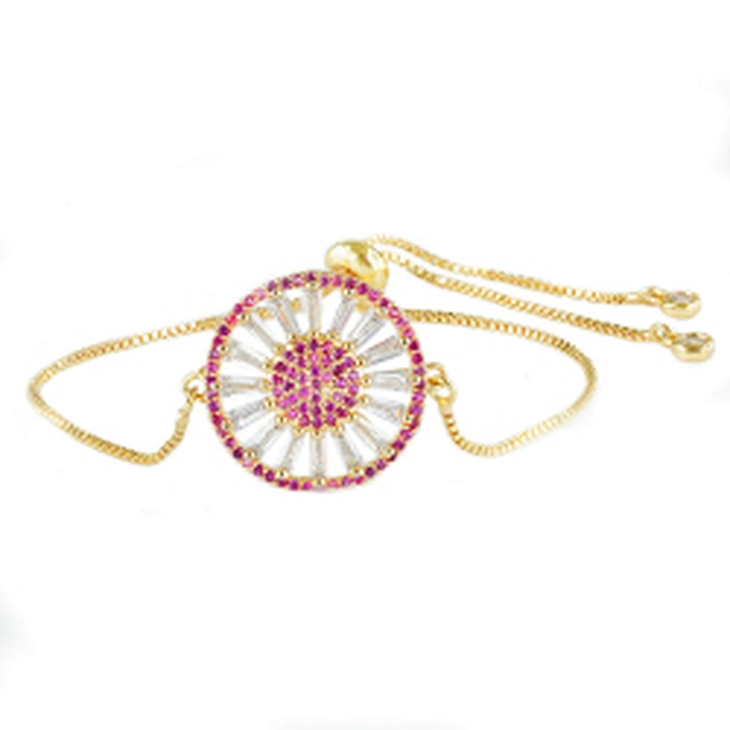 micro paved cz charm bracelet women adjustable chain brass bracelet accessories women wholesale ladies gold-plated bracelets diy