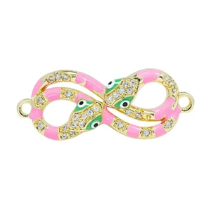 Beautiful Style Snake Bracelet Connectors For Jewelry Making 14k Gold Accessories Bracelets Charms CZ Snake  Bracelet Connectors