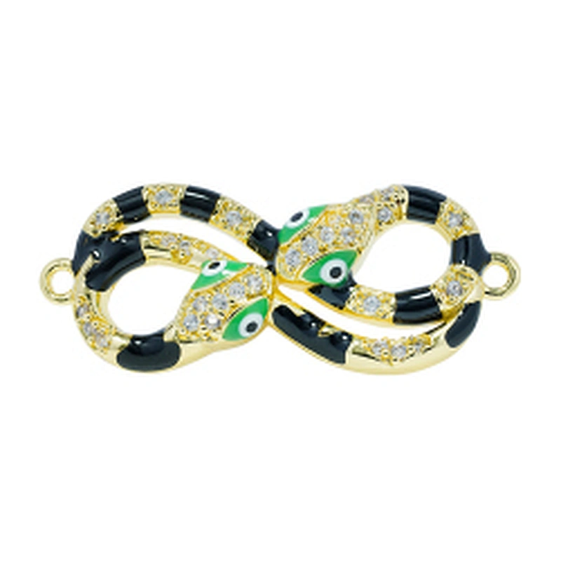 Beautiful Style Snake Bracelet Connectors For Jewelry Making 14k Gold Accessories Bracelets Charms CZ Snake  Bracelet Connectors