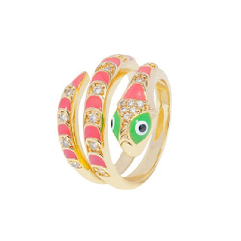 Factory Direct Snake Shape 18k Gold Plated Rings Zirconia Pave Rings Woman Men Gifts Jewelry CZ Snakes Rings