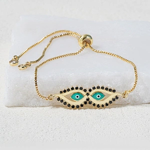 Fashion Eyes  Bracelet Connectors For Jewelry Making 14k Gold Accessories Bracelets Charms CZ Eyes Bracelet Connectors